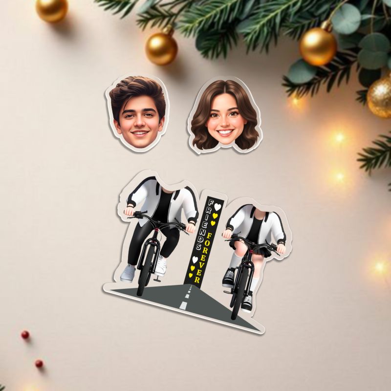 Personalized Friends Forever Bobblehead Caricature Solar Powered Moving Head Best Friend Birthday Gift, Farewell Gift, Friendship Day Gift for BFF Keepsake Room Decor